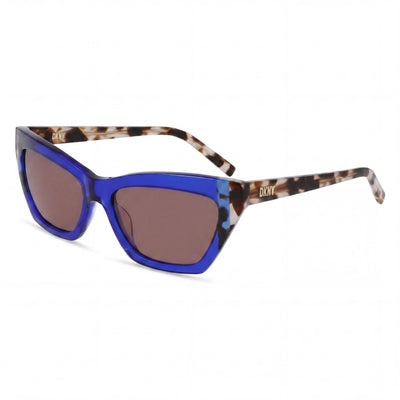 DKNY Classic Blue Cat Eye Sunglasses for Women, Cobalt/Bone Tortoise lens