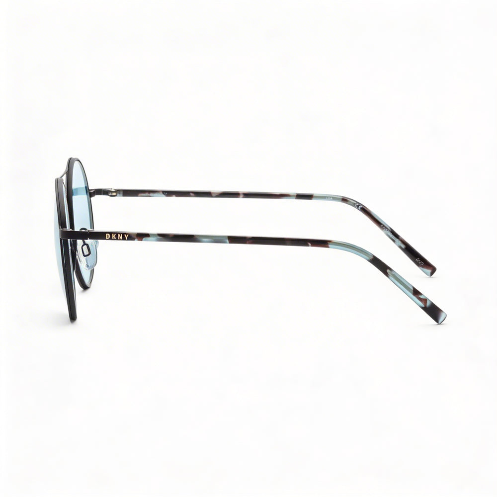 DKNY Classic Round Sunglasses Women — side view, Non-Polarized Teal lens