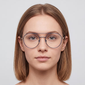DKNY DK1025 46827 Aviator Eyeglasses Women — side view, Blue Alloy Steel temples