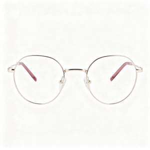 DKNY Dk1032 Round Eyeglasses Women — side view, Gold Metal temples