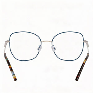 DKNY DK1034 Oval Eyeglasses Women — side view, Silver Metal temples