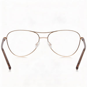 DKNY DK3004 46642 Aviator Eyeglasses Women — side view, Gold Acetate temples