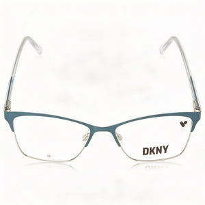 DKNY Dk3008 Rectangle Eyeglasses Unisex — side view, Silver Metal temples