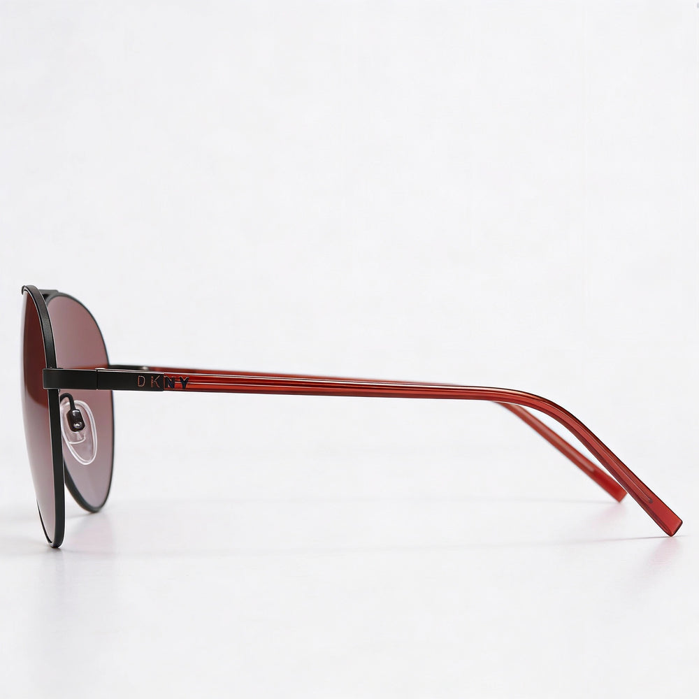 DKNY Dk304s Rectangle Sunglasses Women — side view, Non-Polarized Red To Smoke Gradient lens