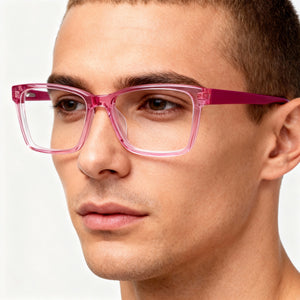 DKNY DK5038 Rectangle Eyeglasses Unisex — side view, Crystal Berry Metal temples