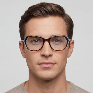 DKNY Dk5047 Square Eyeglasses Unisex — side view, Havana Metal temples
