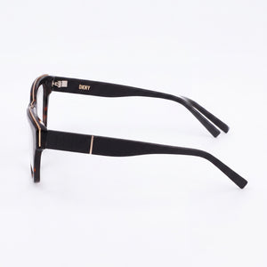 DKNY DK5063 Rectangle Eyeglasses Women — side view, Havana Acetate temples