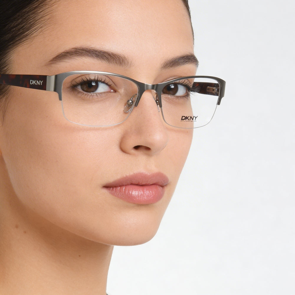 DKNY DY5651 Rectangle Eyeglasses Women — side view, Silver Metal temples