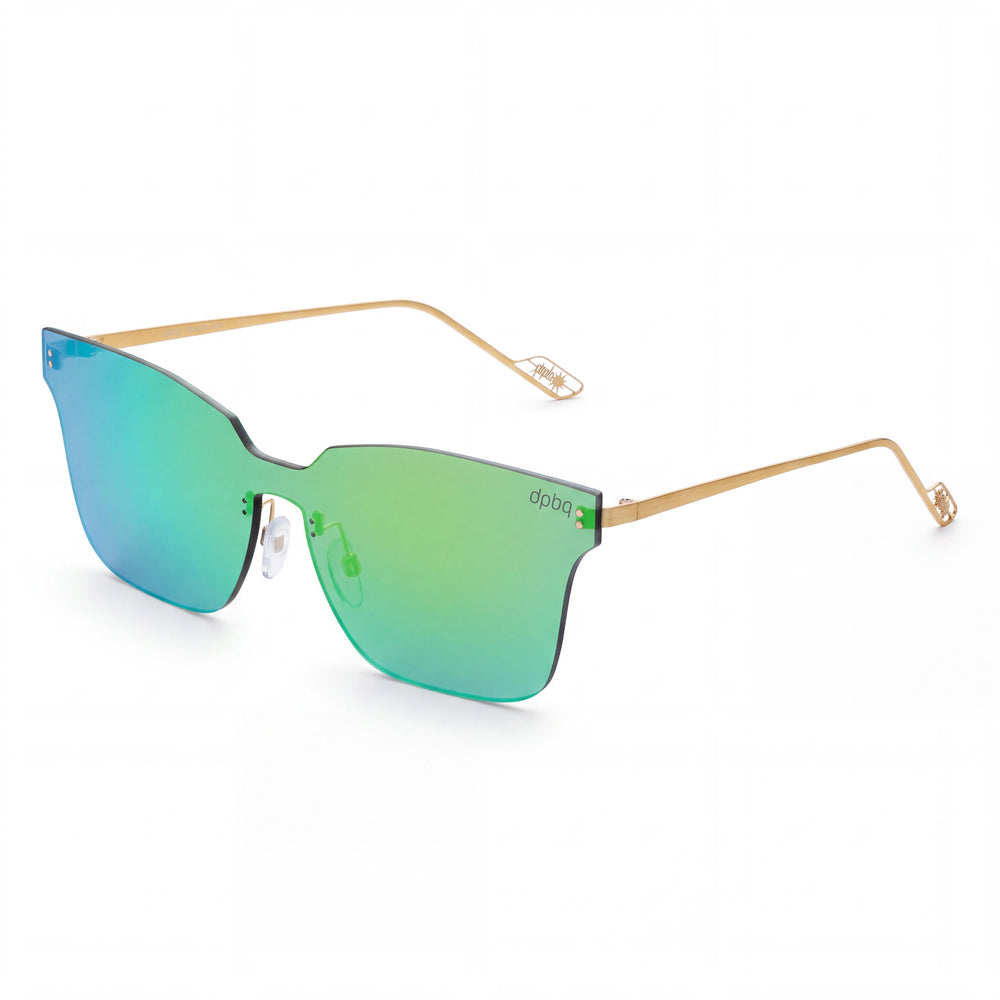 DP69 Green Square Sunglasses for Women, Clear lens