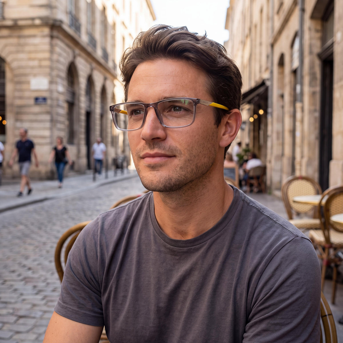 Gafas para hombre DRAGON 2044, montura de acetato gris cristal Dijon, 55 mm, Photo 4