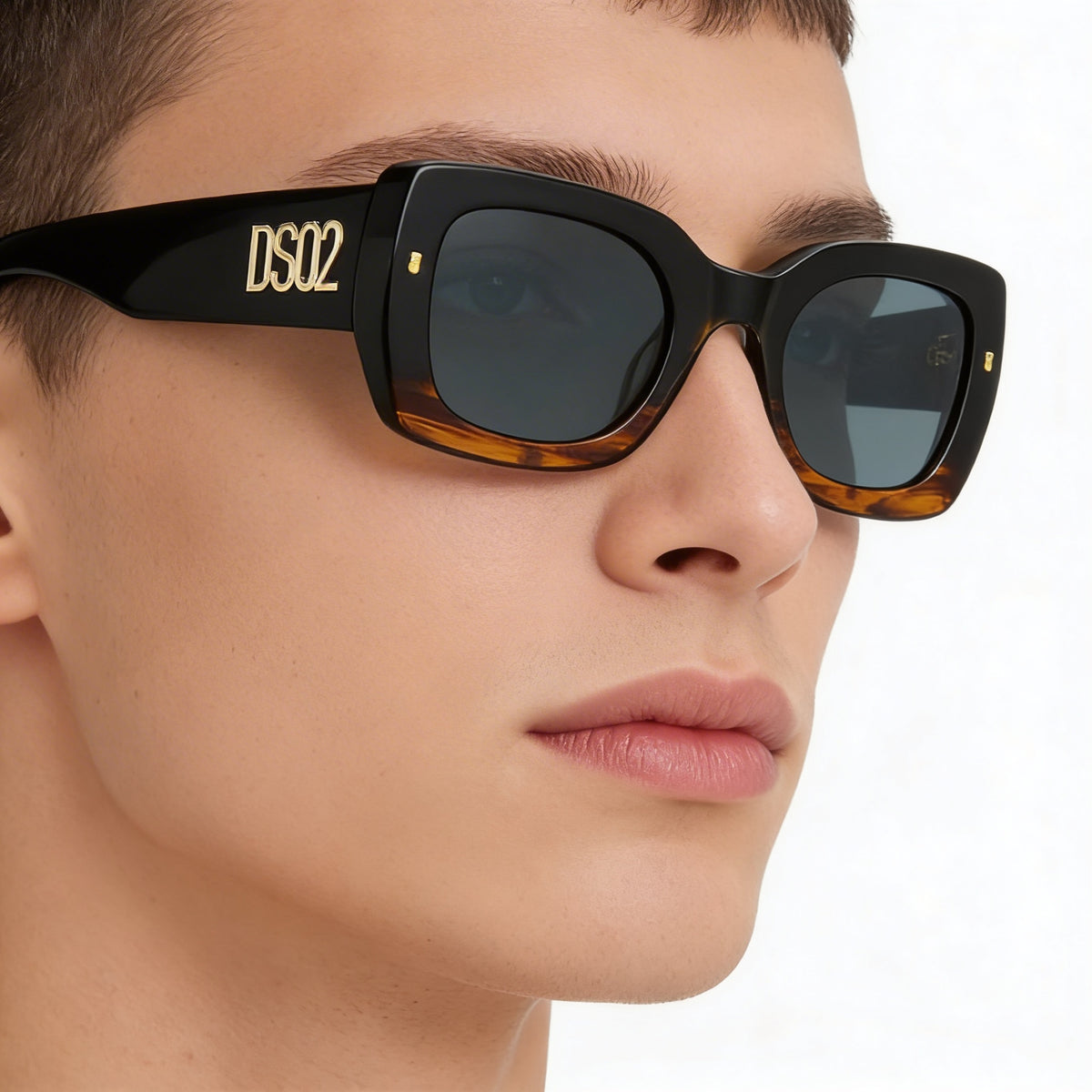 Gafas de sol rectangulares Dsquared2 D2 0061/S de cuerno marrón unisex, 51 mm, Photo 2