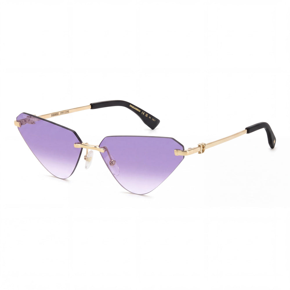 Dsquared2 D2 0108/S Gold Cat Eye Sunglasses for Women, Grey Doubleshade lens