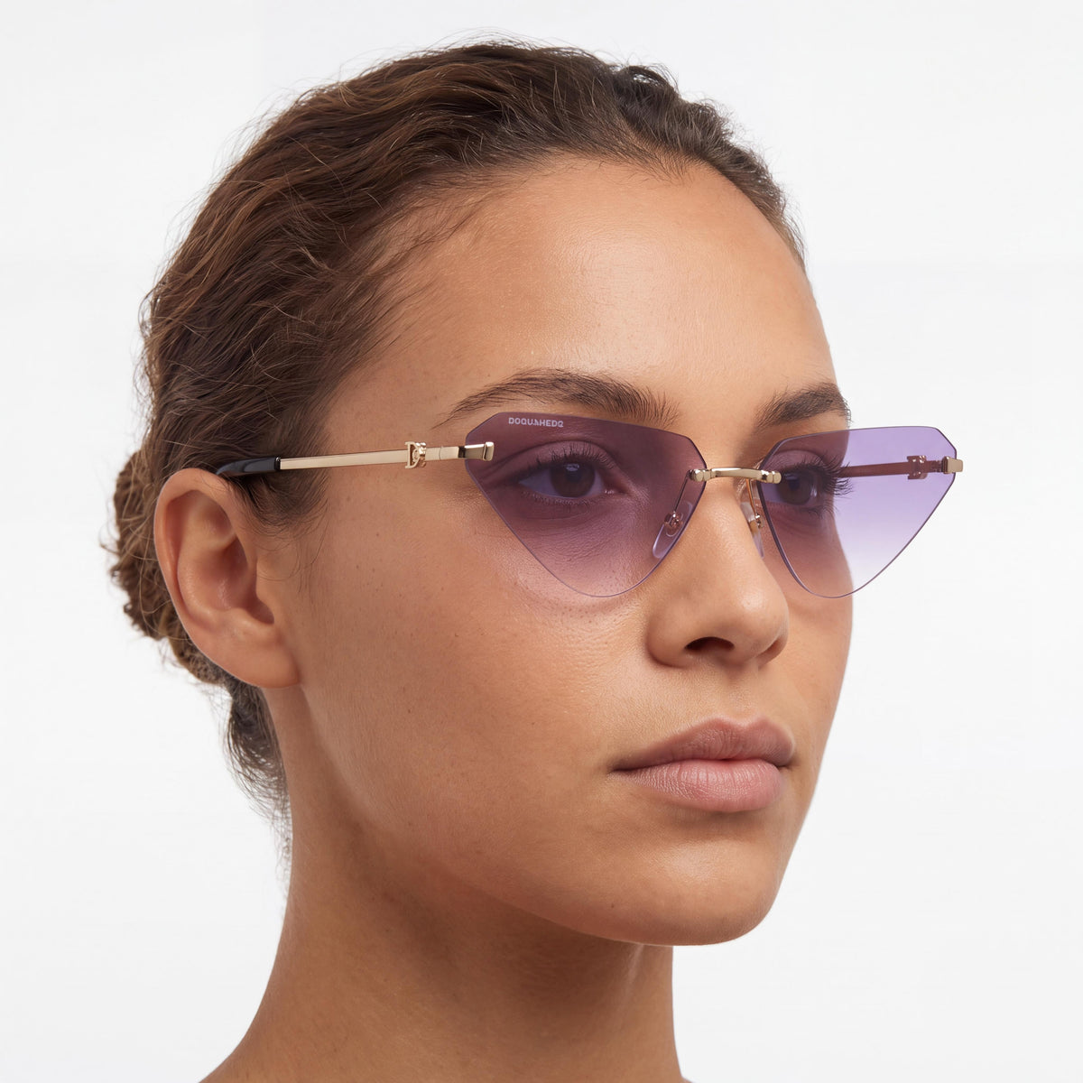 Dsquared2 D2 0108/S Gold Violet Cat Eye Sunglasses for Women, 63mm, Photo 5