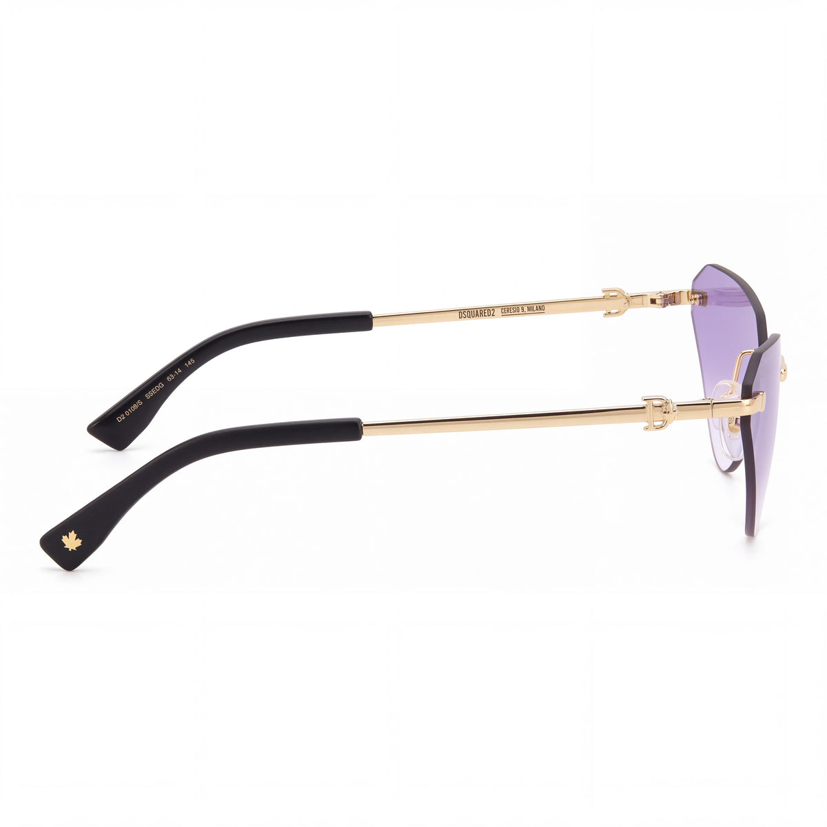 Dsquared2 D2 0108/S Gold Violet Cat Eye Sunglasses for Women, 63mm, Photo 3