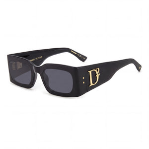 Dsquared2 D2 0109/S Black Rectangle Sunglasses for Women, Black lens
