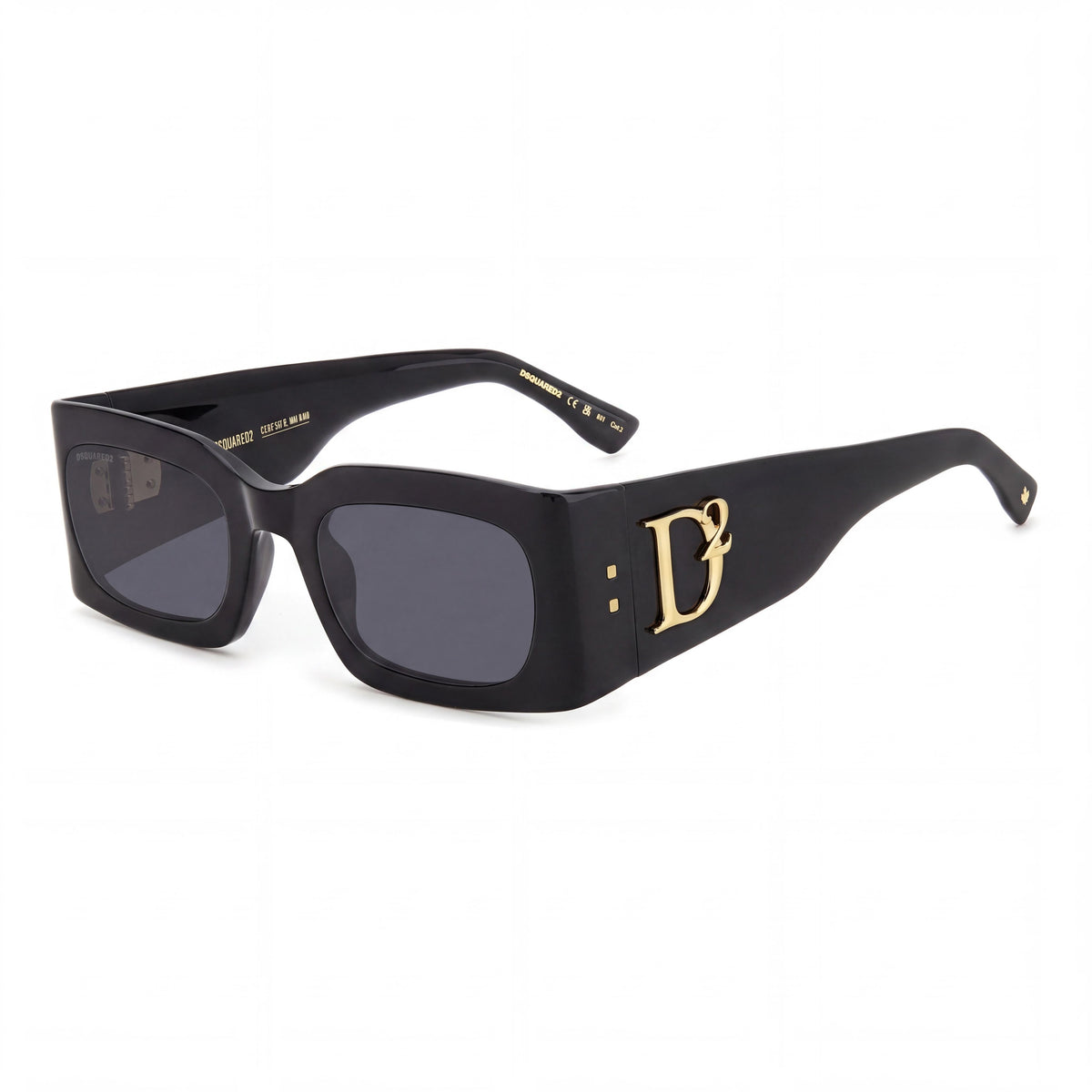 Dsquared2 D2 0109/S Black/Grey Rectangle Sunglasses for Women, 52mm, Photo 1