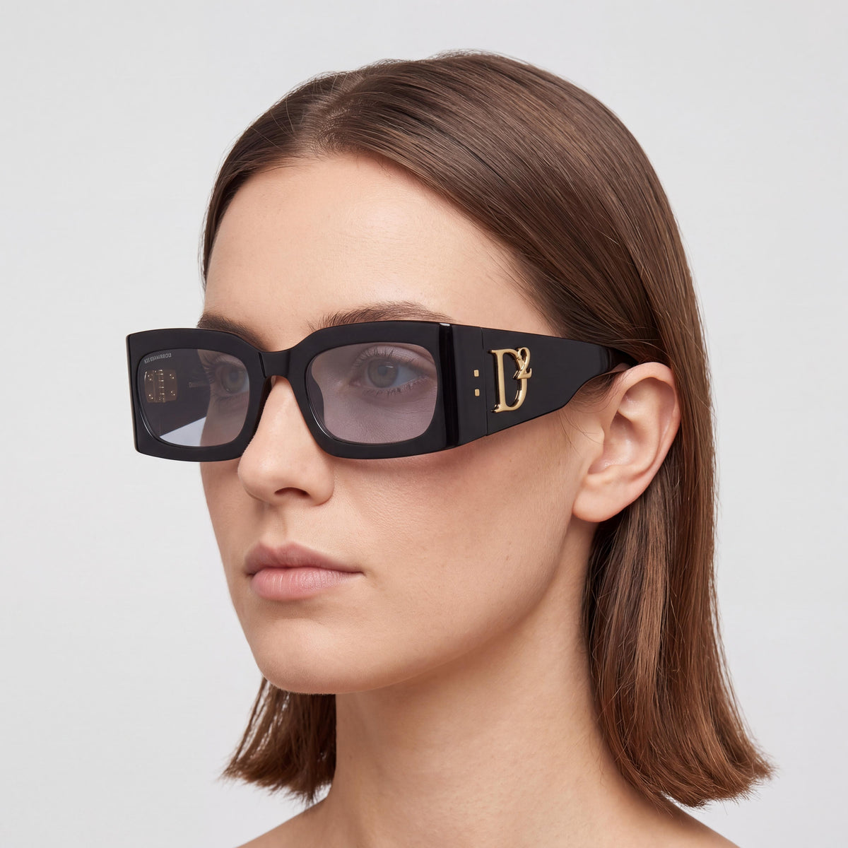 Dsquared2 D2 0109/S Black/Grey Rectangle Sunglasses for Women, 52mm, Photo 5