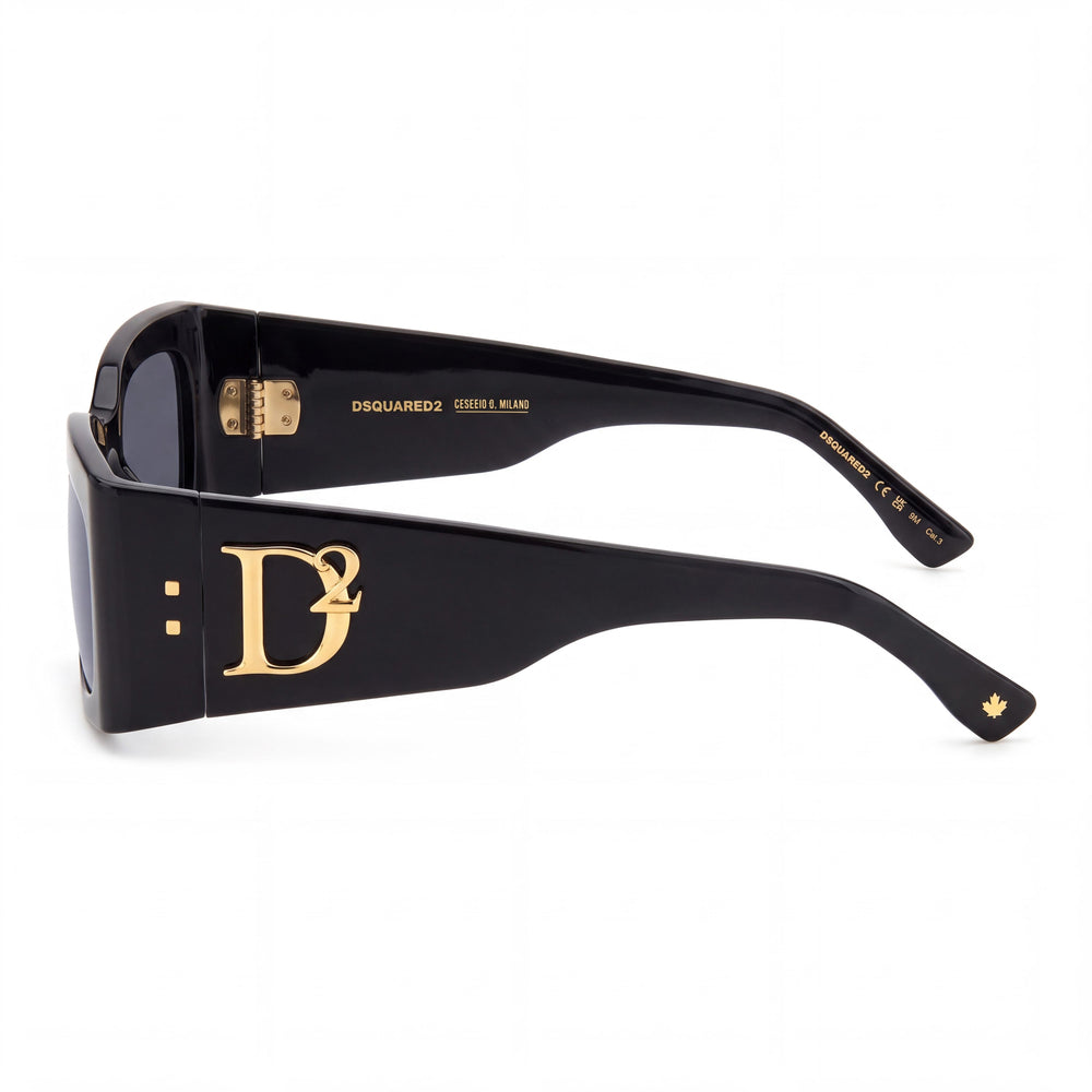 Dsquared2 D2 0109/S Rectangle Sunglasses Women — side view, Non-Polarized Black lens