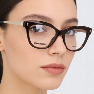 Dsquared2 Cat Eye Eyeglasses for Women — interior view, Plastic demo lenses
