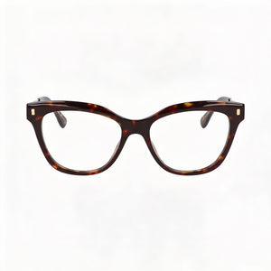 Dsquared2 Cat Eye Eyeglasses Women — side view, Havana Acetate temples