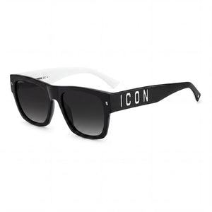 Dsquared2 Icon 0004/s Black Square Sunglasses Unisex, Black White lens