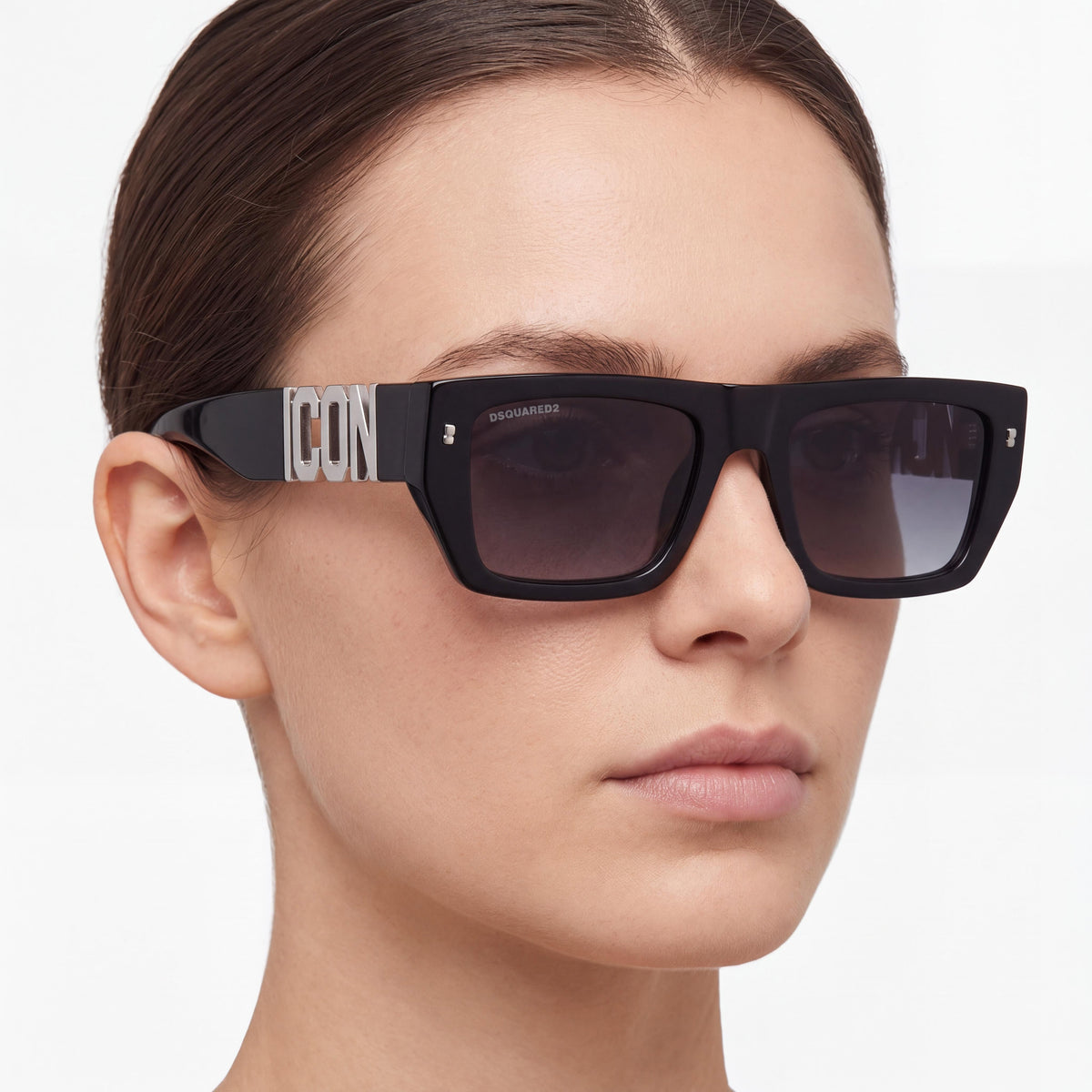 Dsquared2 ICON 0011/S Gafas de sol clásicas negras de acetato para mujer con lentes ahumadas en gris oscuro y protección UV 54mm, Photo 4