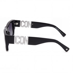 Dsquared2 ICON 0011/S Rectangle Sunglasses Women — side view, Non-Polarized Dark Grey Shaded lens