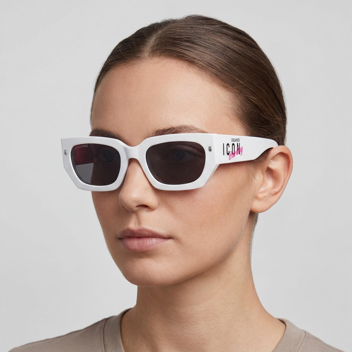 Dsquared2 Icon 0017/S White Rectangle Sunglasses for Women, 53mm, Photo 3