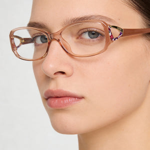 Emilio Pucci Rectangle Eyeglasses Unisex — side view, Beige temples