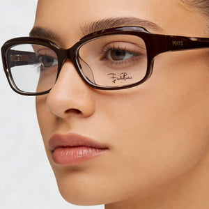 Emilio Pucci EP2669 (52 MM) Rectangle Eyeglasses Unisex — side view, Brown temples