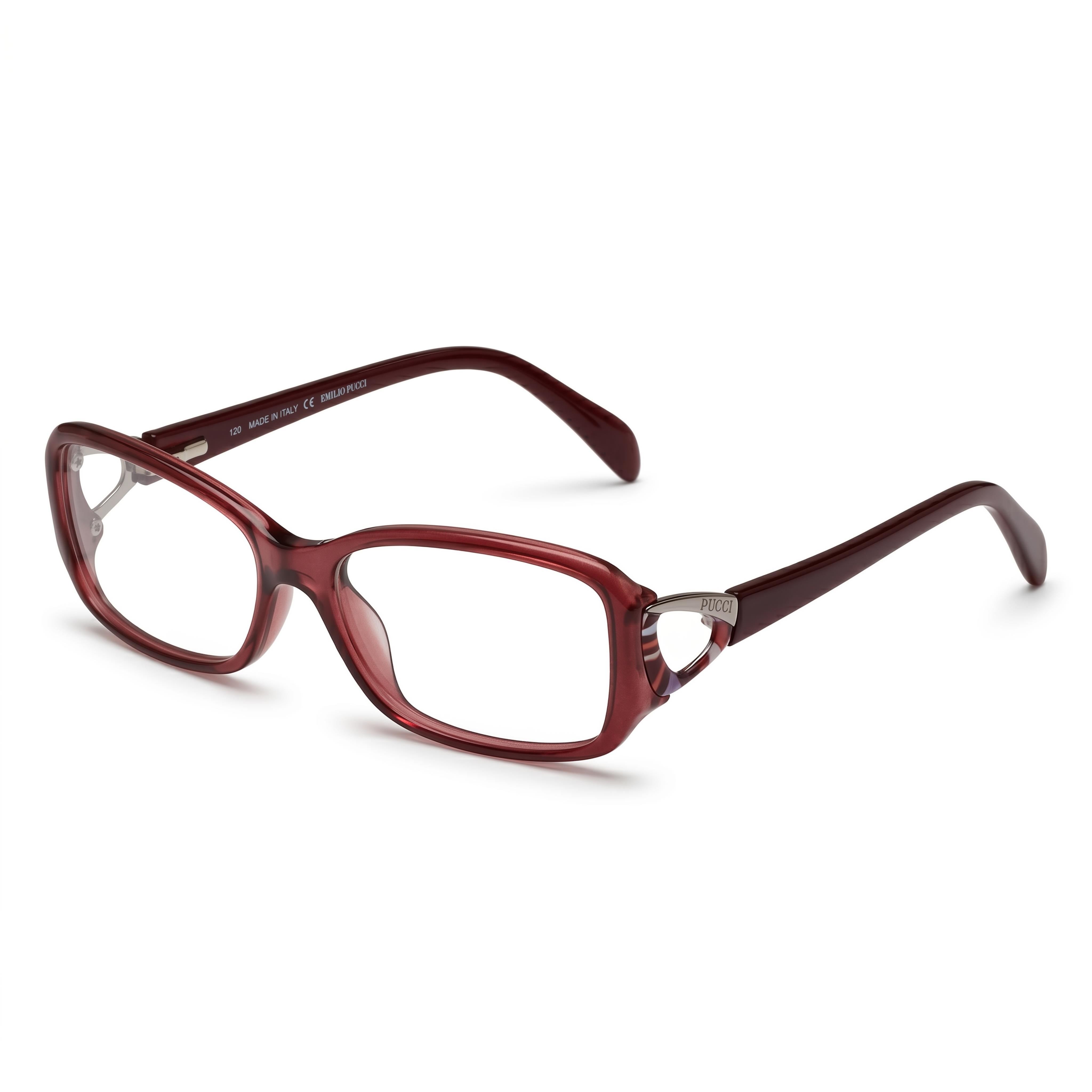Emilio Pucci Wine Red Rectangle Eyeglasses Unisex, 53mm, Photo 1