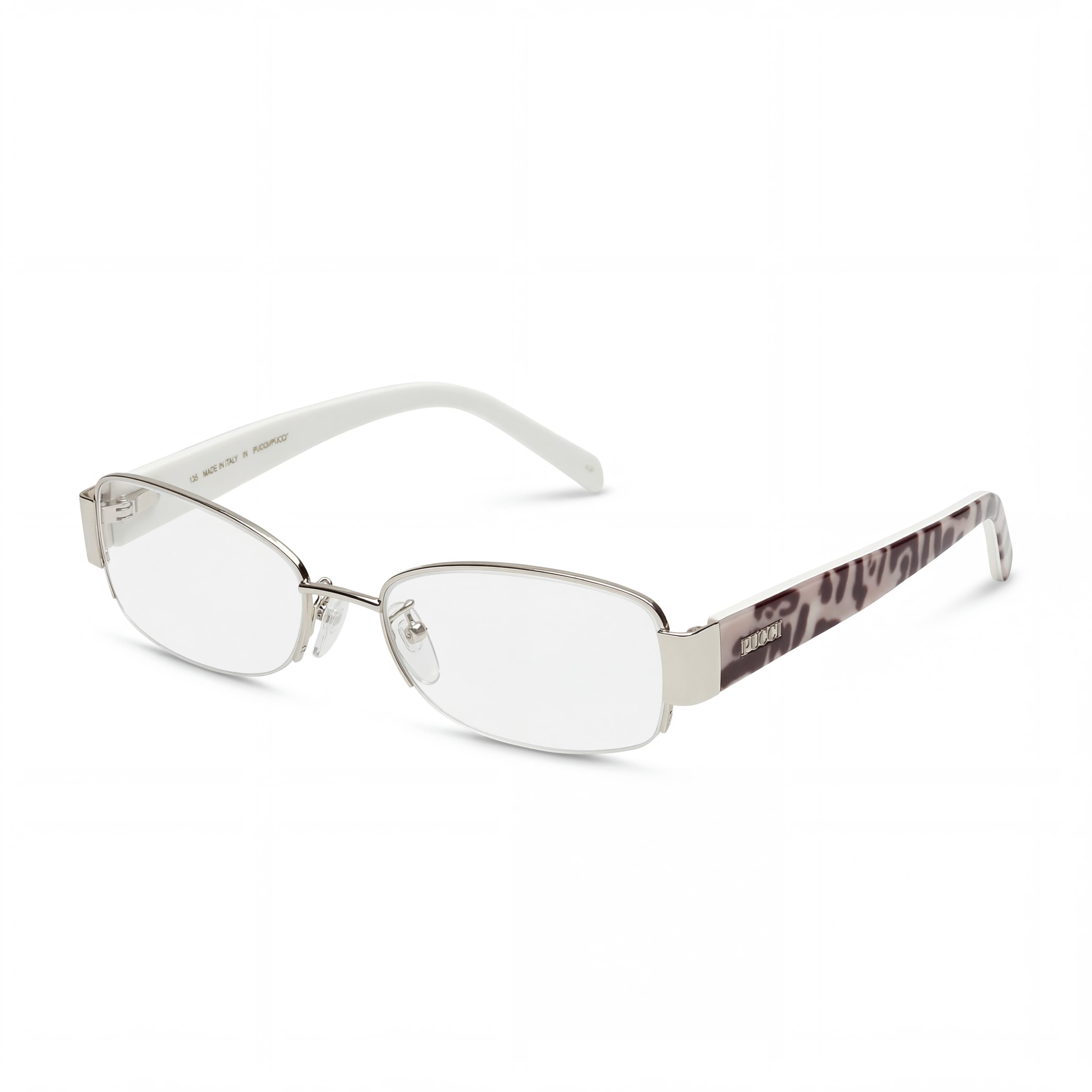 Emilio Pucci Silver Rectangle Eyeglasses Unisex, 53mm, Photo 1