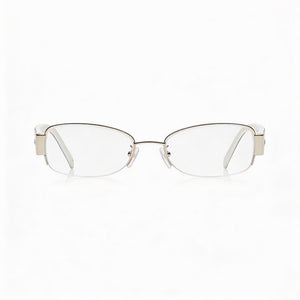 Emilio Pucci Rectangle Eyeglasses Unisex — side view, Silver temples