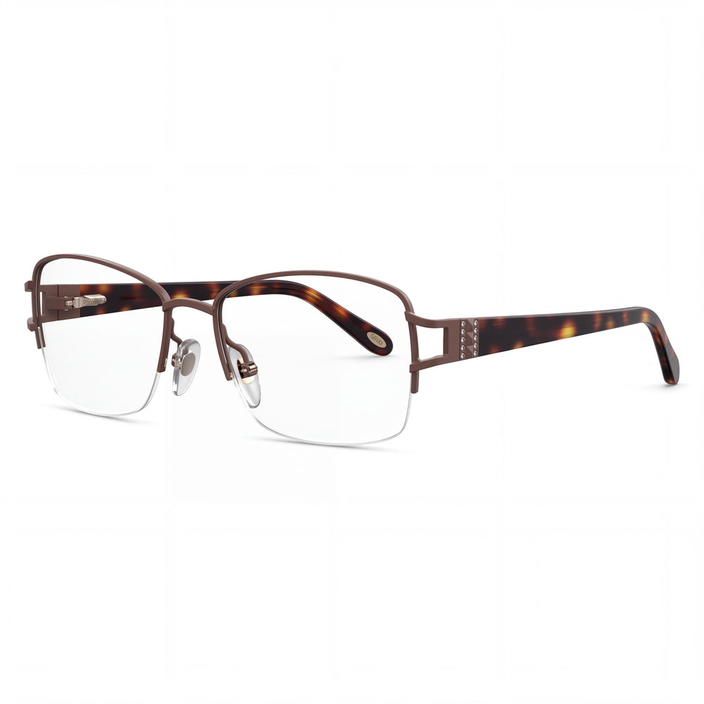 Emozioni 4388 Brown Rectangle Eyeglasses for Men, demo lenses
