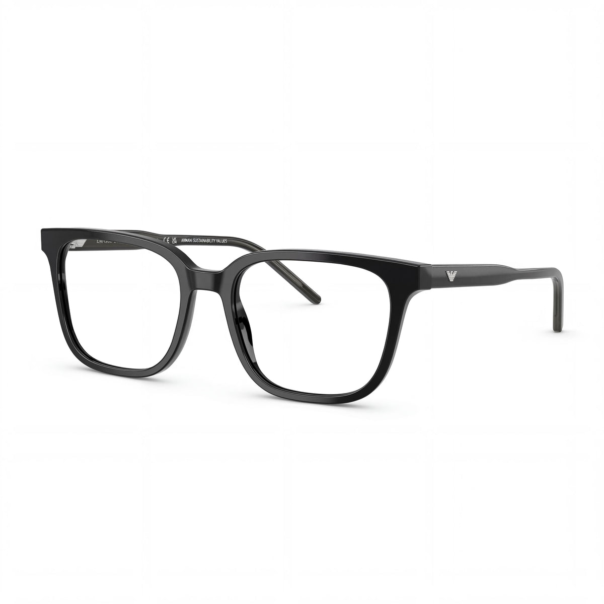 Emporio Armani Ea3258 Shiny Black Square Eyeglasses for Men, 54mm, Photo 1