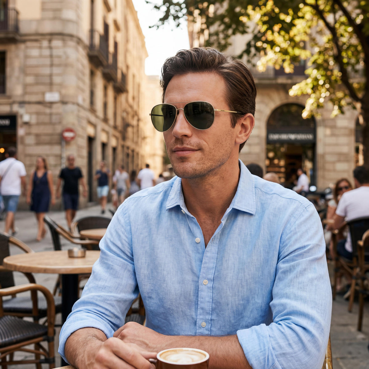 Gafas de sol de aviador multicolor deportivas Emporio Armani para hombre, 60 mm, Photo 6