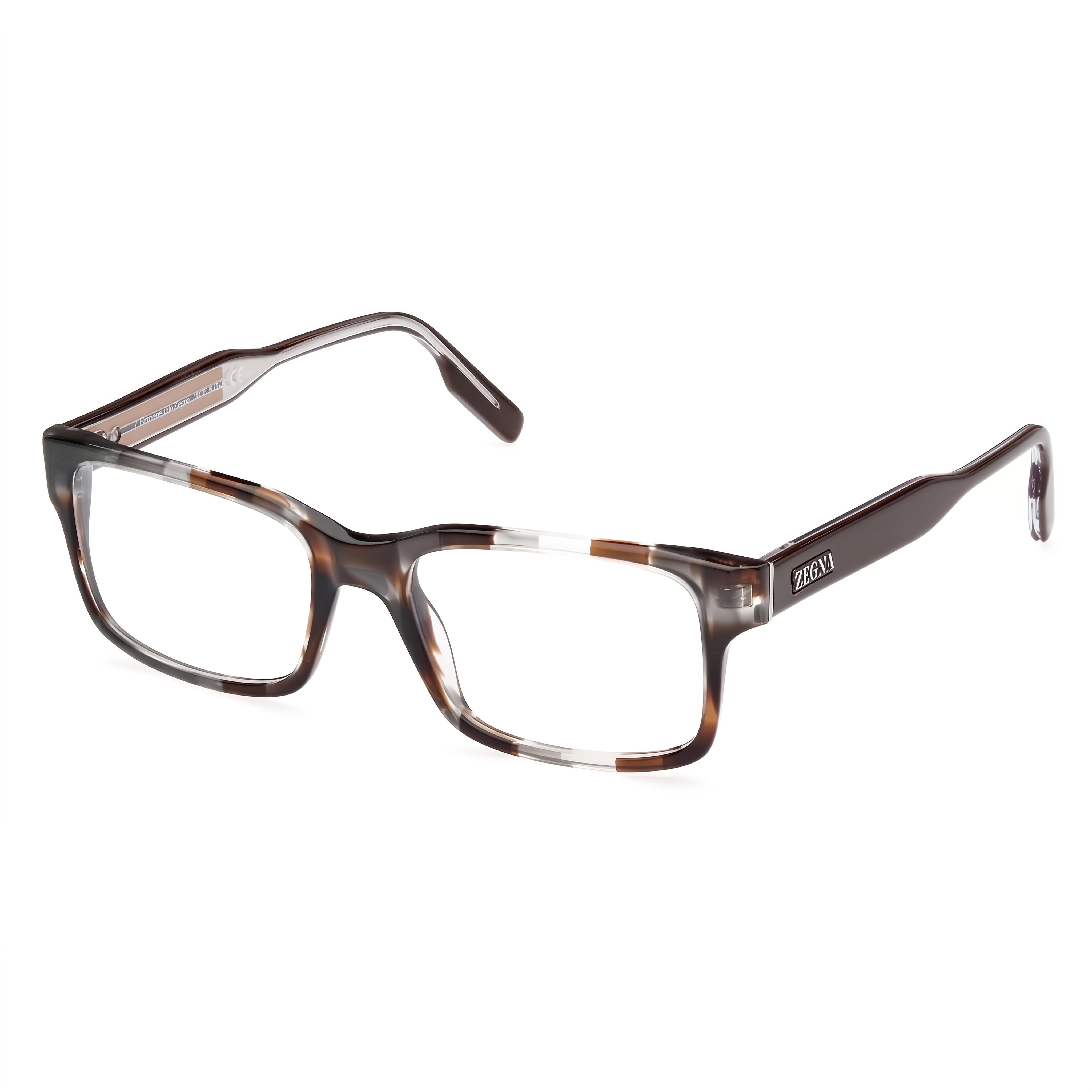 Gafas de mujer Ermenegildo Zegna EZ5254 con montura rayada en color marrón, Photo 1