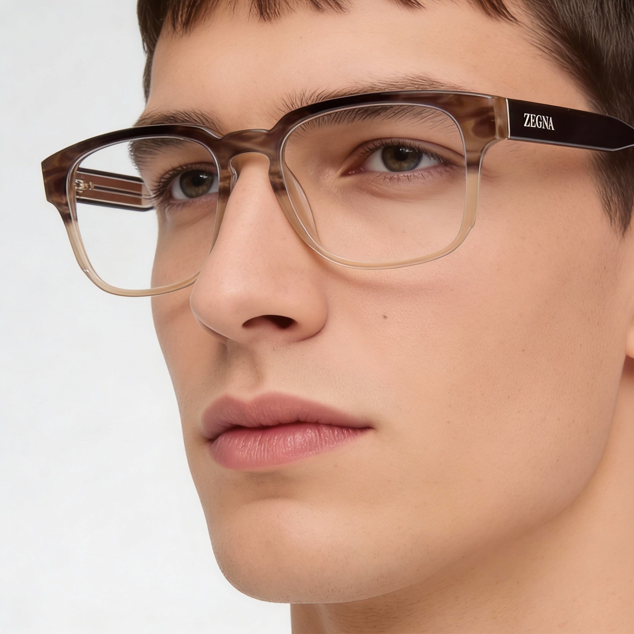 Ermenegildo Zegna EZ5262 Brown Beige Eyeglasses for Men, Photo 3