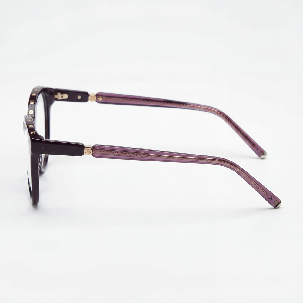 Escada VESD86V Rectangle Eyeglasses Women — side view, Black Acetate temples
