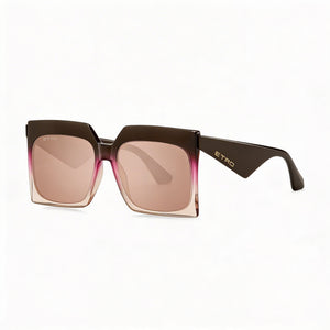 Etro 0002/S Rectangle Sunglasses Women — side view, Non-Polarized Pink Flash Silver lens