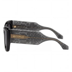 Etro Casual Cat Eye Sunglasses Unisex — side view, Non-Polarized Dark Grey Shaded lens