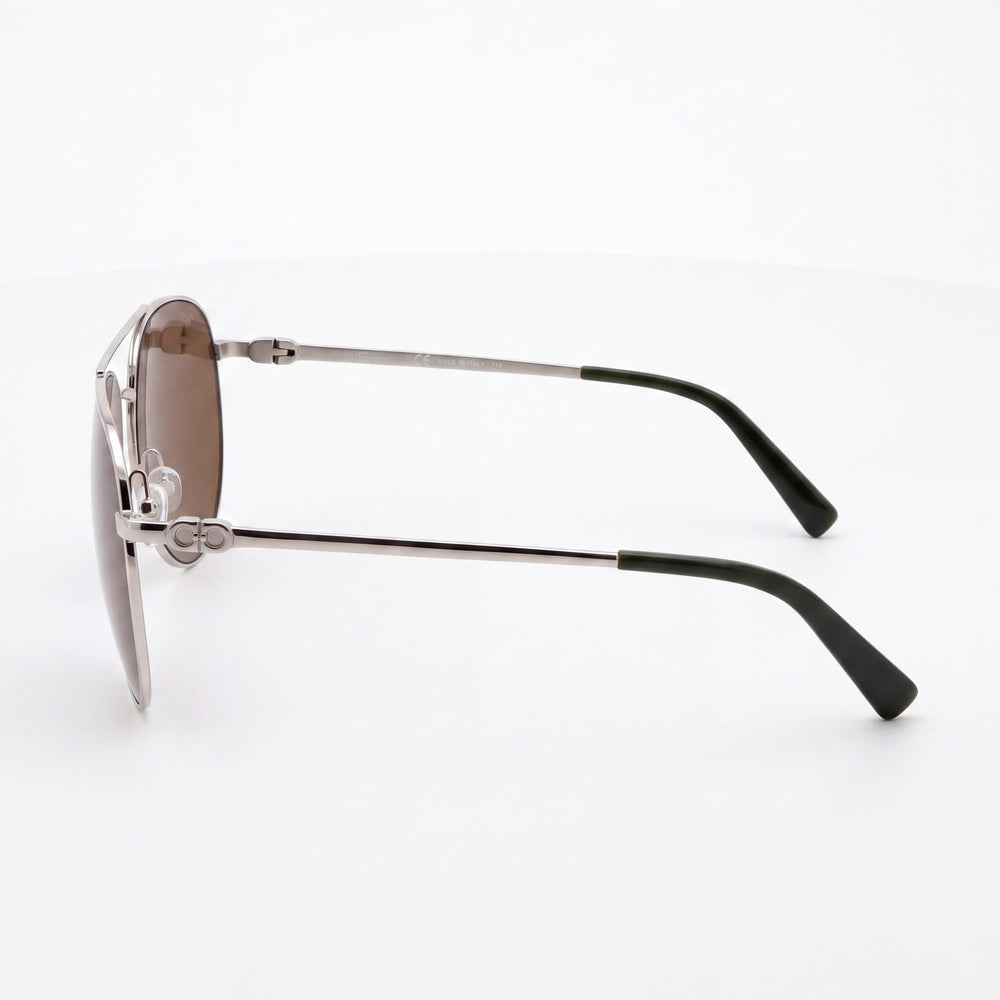 Ferragamo Aviators Aviator Sunglasses Unisex — side view, Non-Polarized Brown lens