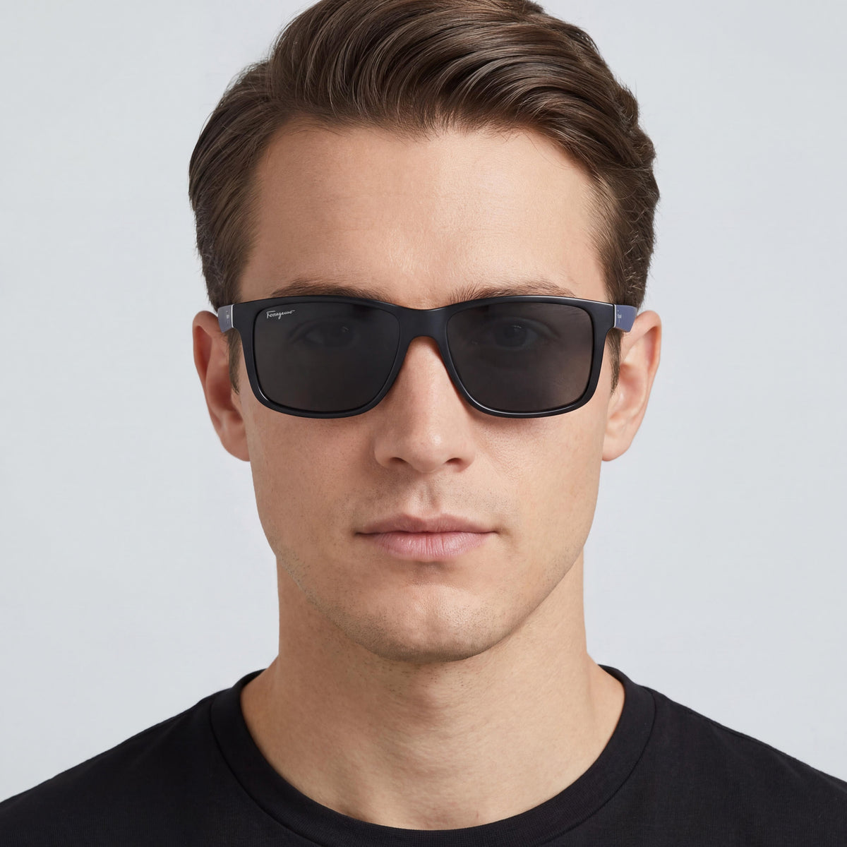 Gafas de sol rectangulares Ferragamo negro mate para hombre, 57 mm, Photo 5