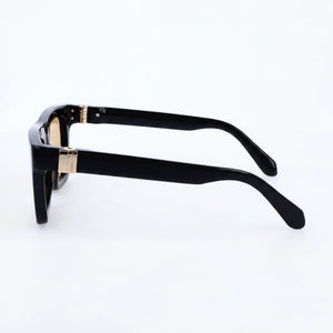Ferragamo Modern Rectangle Sunglasses Men — side view, Non-Polarized Black Gold lens