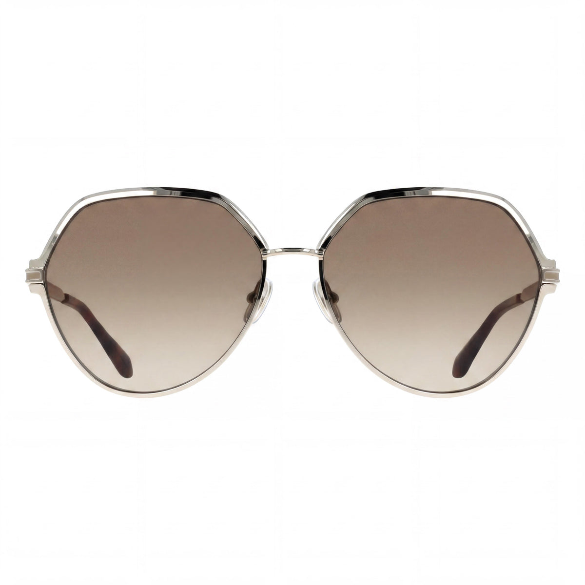 Gafas de sol redondas para hombre Ferragamo Modern SF325S, doradas con lentes degradadas marrones, 62 mm, Photo 2