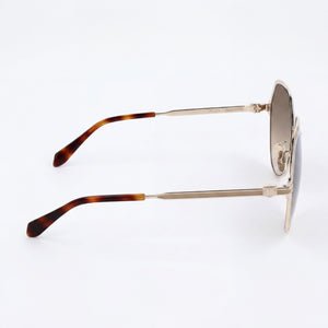 Ferragamo Modern Round Sunglasses Men — side view, Non-Polarized Gold/Brown Gradient lens