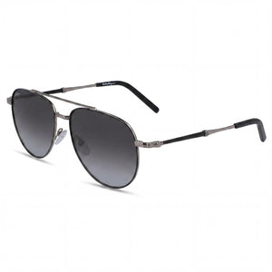 Ferragamo SF 226S Silver Aviator Sunglasses Unisex, Black/Light Ruthenium lens