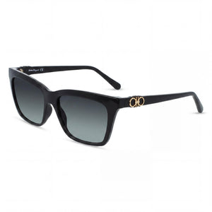 Ferragamo SF1027S Black/Grey Gradient Square Sunglasses Unisex, Gradient Blue lens