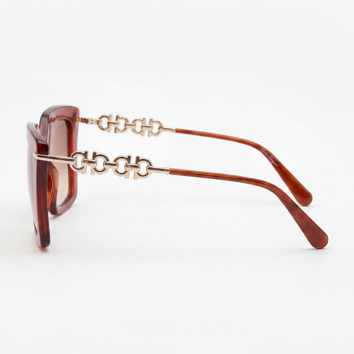 Gafas de sol Ferragamo SF1041S cuadradas para mujer, marrón transparente, 51 mm, Photo 3