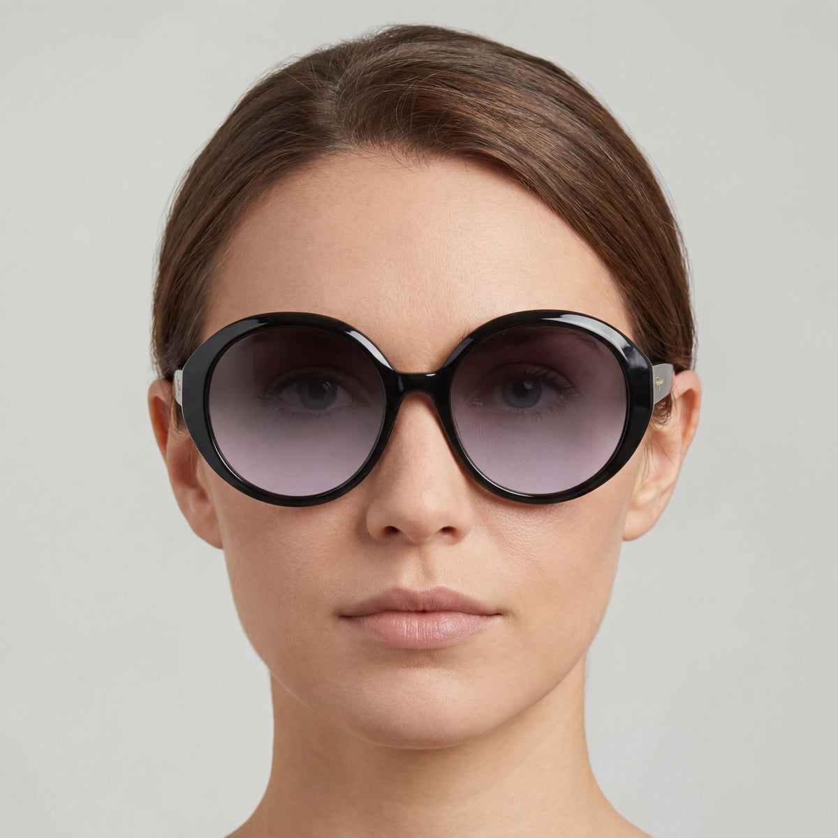 Ferragamo SF1067S Black/Gold-logo Round Sunglasses for Women, 57mm, Photo 5